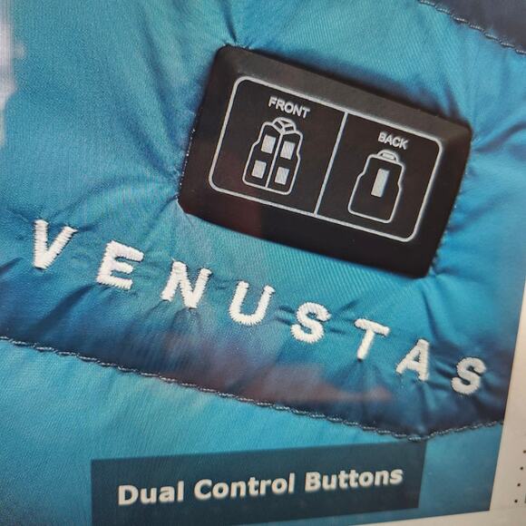 Venustas Heated Jacket NEW With Dual Control Button 7.4V For Unisex, U9001 Blue - Picture 6 of 16